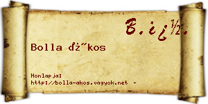 Bolla Ákos névjegykártya